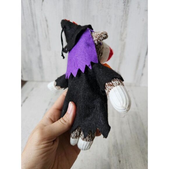 Pier 1 witch sock monkey Halloween ornament decor rare stuffed - Picture 7 of 9